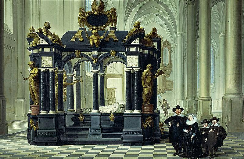 Dirk van Delen A family beside the tomb of Willem I in the Nieuwe Kerk, Delft. china oil painting image